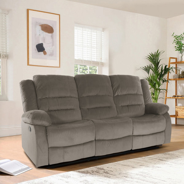 Latitude Run® Bernardine 78"W Microfiber Pull Tab Pillow Top Arm Zero Clearance Reclining Sofa